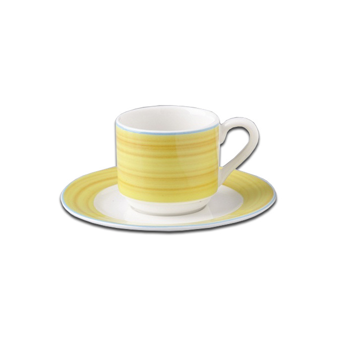 Блюдце круглое с желтым бортом d=13см. RAK Porcelain «Bahamas 2»