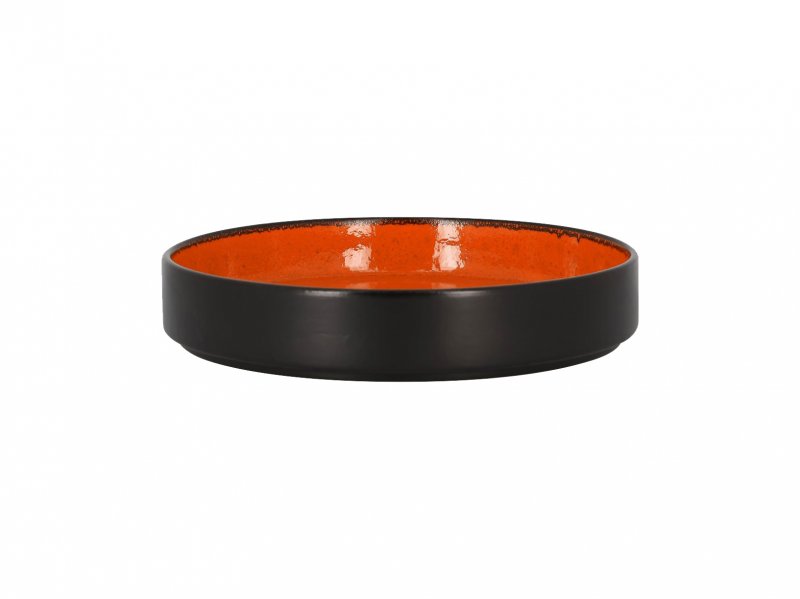 Тарелка с вертикальным бортом глубокая объем 950мл d=23см h=4см цвет черный/оранжевый RAK Porcelain «Fire»