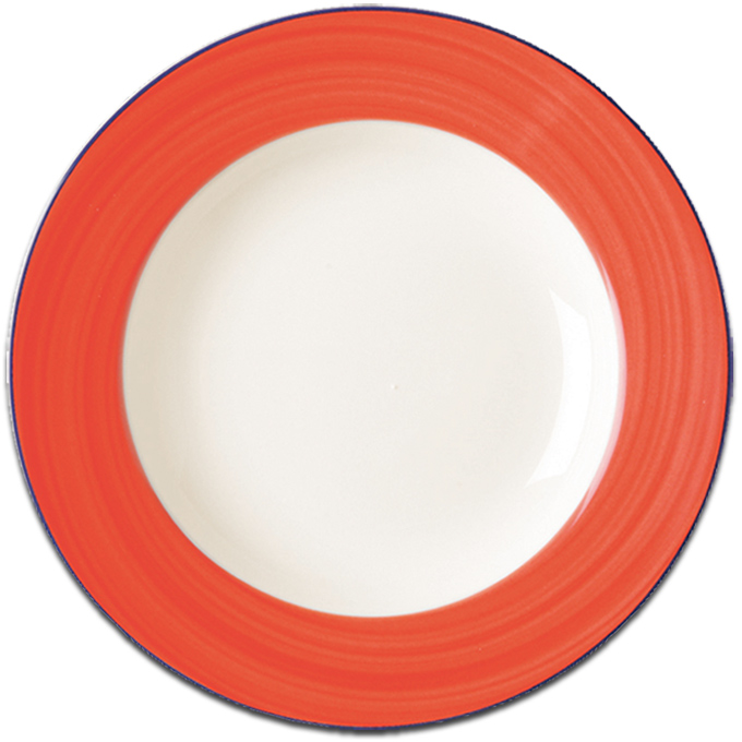 Тарелка круглая с красным бортом RAK Porcelain «Bahamas 2», D=27 см